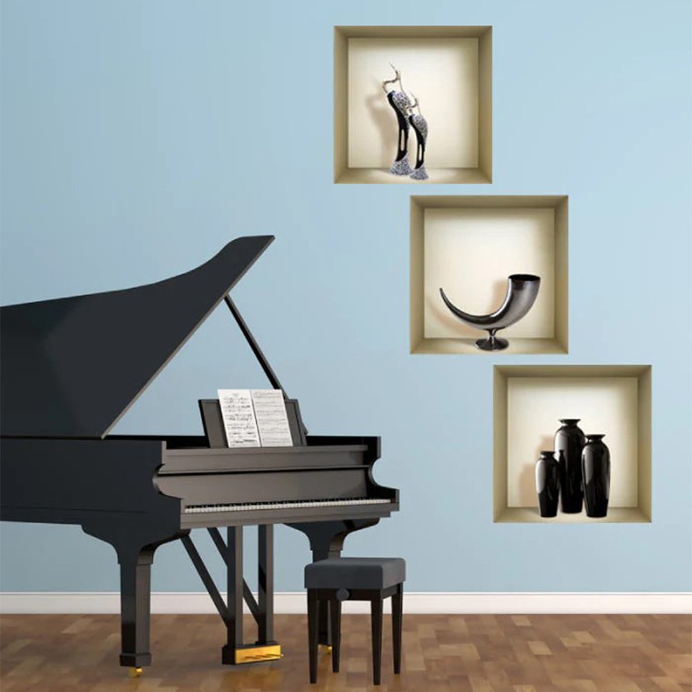 Set of Three Eli Faux Niche 3D Peel and Stick Wall Decals