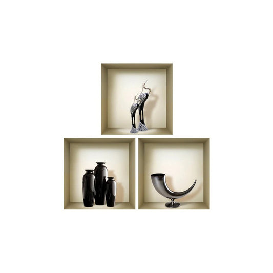 Set of Three Eli Faux Niche 3D Peel and Stick Wall Decals