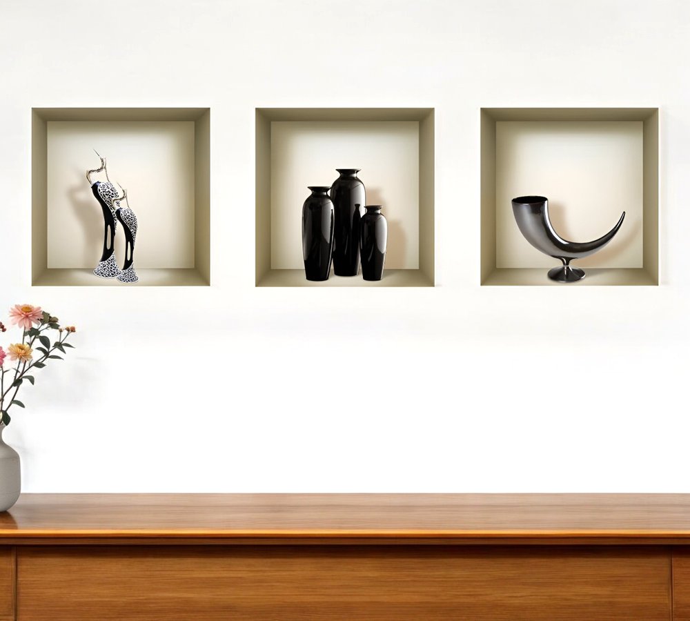 Set of Three Eli Faux Niche 3D Peel and Stick Wall Decals