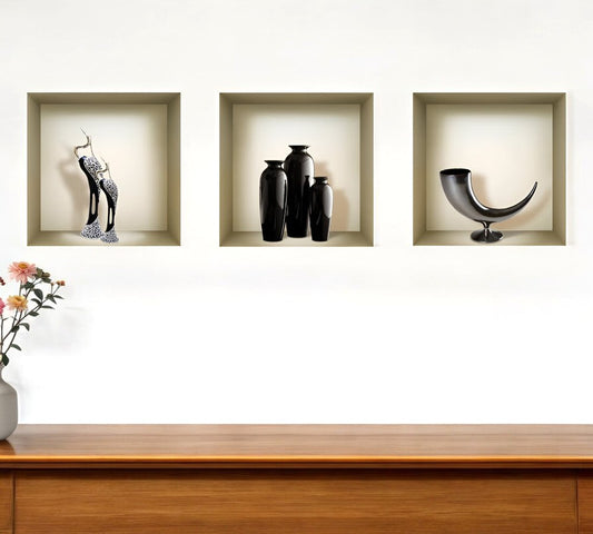 Set of Three Eli Faux Niche 3D Peel and Stick Wall Decals