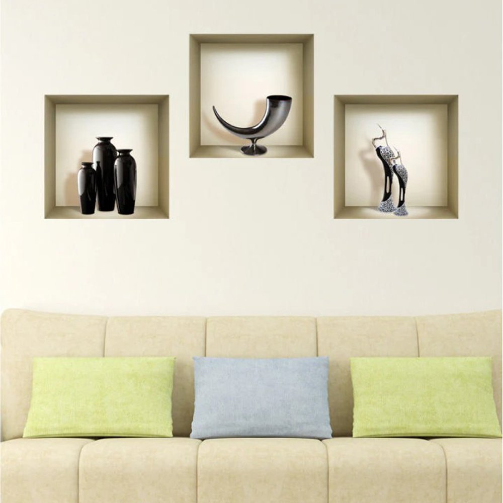 Set of Three Ian Faux Niche 3D Peel and Stick Wall Decals