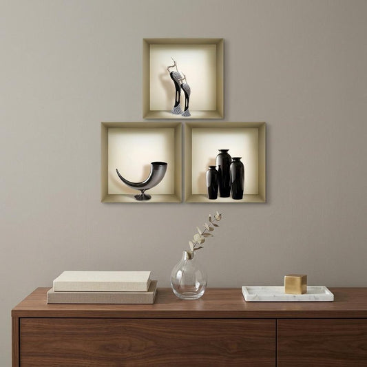 Set of Three Ian Faux Niche 3D Peel and Stick Wall Decals