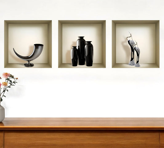 Set of Three Ian Faux Niche 3D Peel and Stick Wall Decals