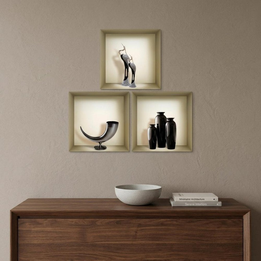 Set of Three Max Faux Niche 3D Peel and Stick Wall Decals