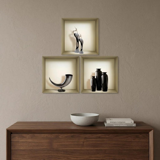 Set of Three Max Faux Niche 3D Peel and Stick Wall Decals