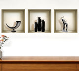 Set of Three Max Faux Niche 3D Peel and Stick Wall Decals