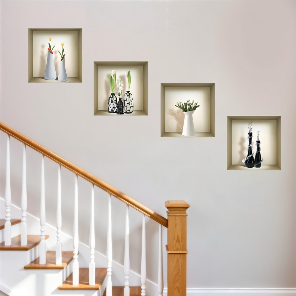 Set of Four Ivy Faux Niche 3D Peel and Stick Wall Decals