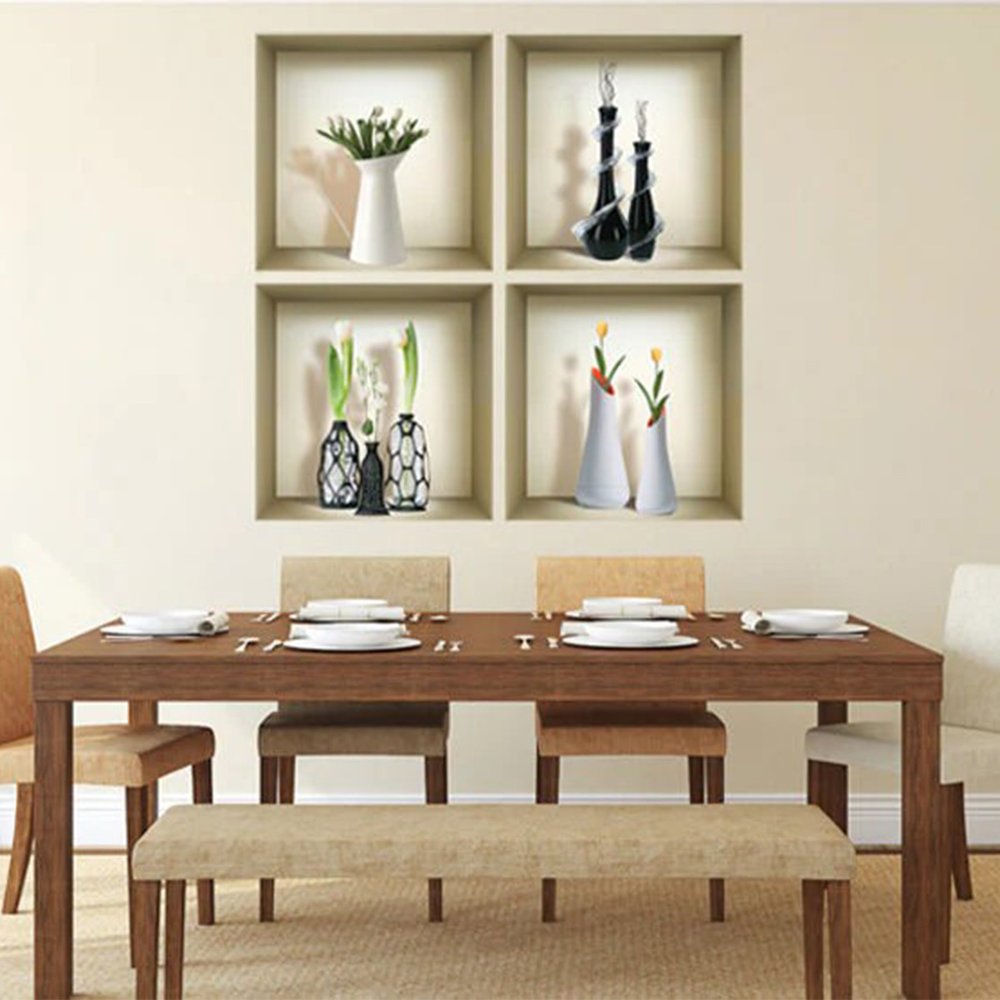 Set of Four Ivy Faux Niche 3D Peel and Stick Wall Decals