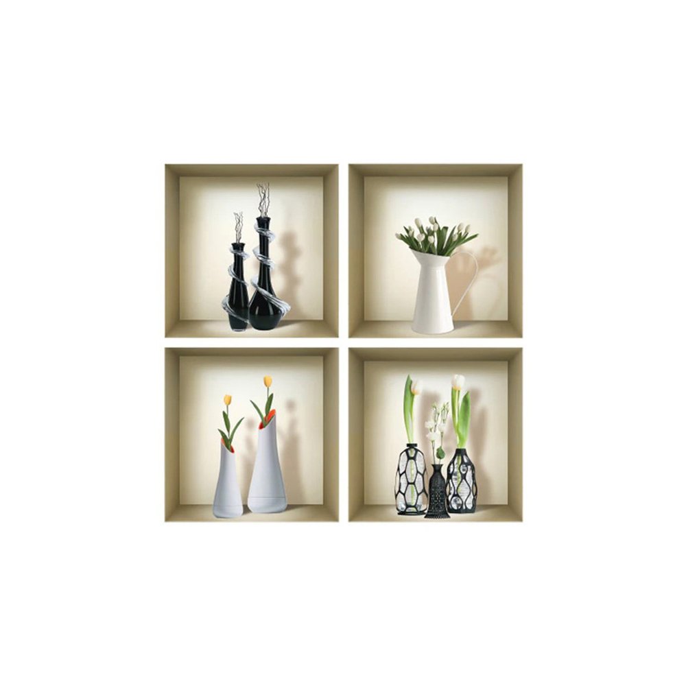 Set of Four Ivy Faux Niche 3D Peel and Stick Wall Decals