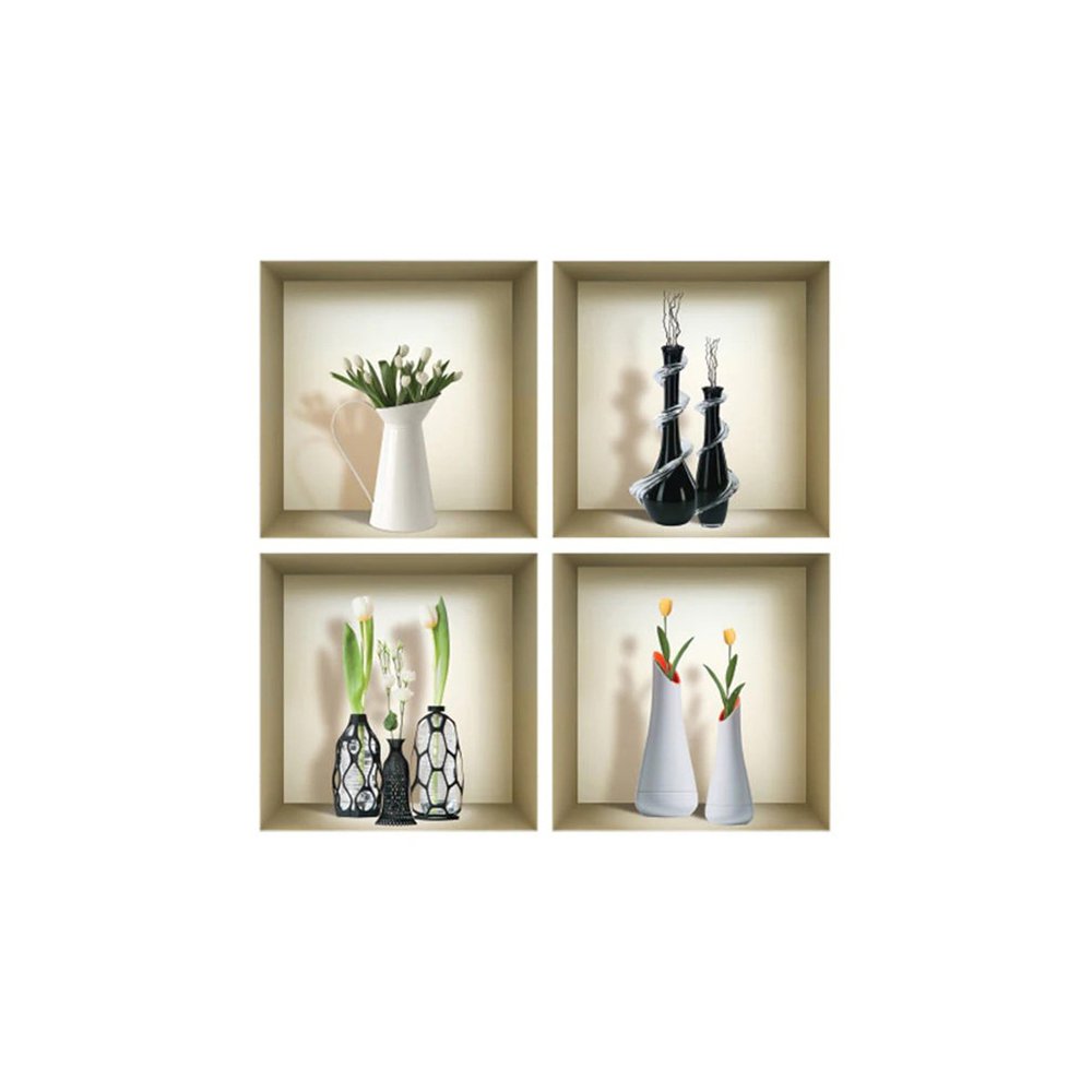 Set of Four Ari Faux Niche 3D Peel and Stick Wall Decals