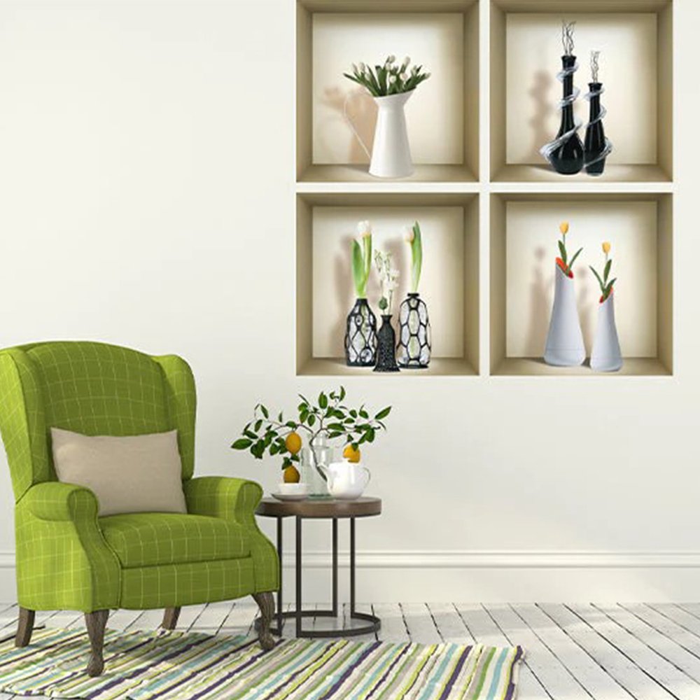 Set of Four Ari Faux Niche 3D Peel and Stick Wall Decals