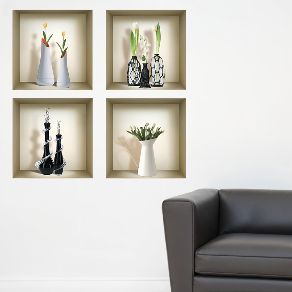 Set of Four jay Faux Niche 3D Peel and Stick Wall Decals