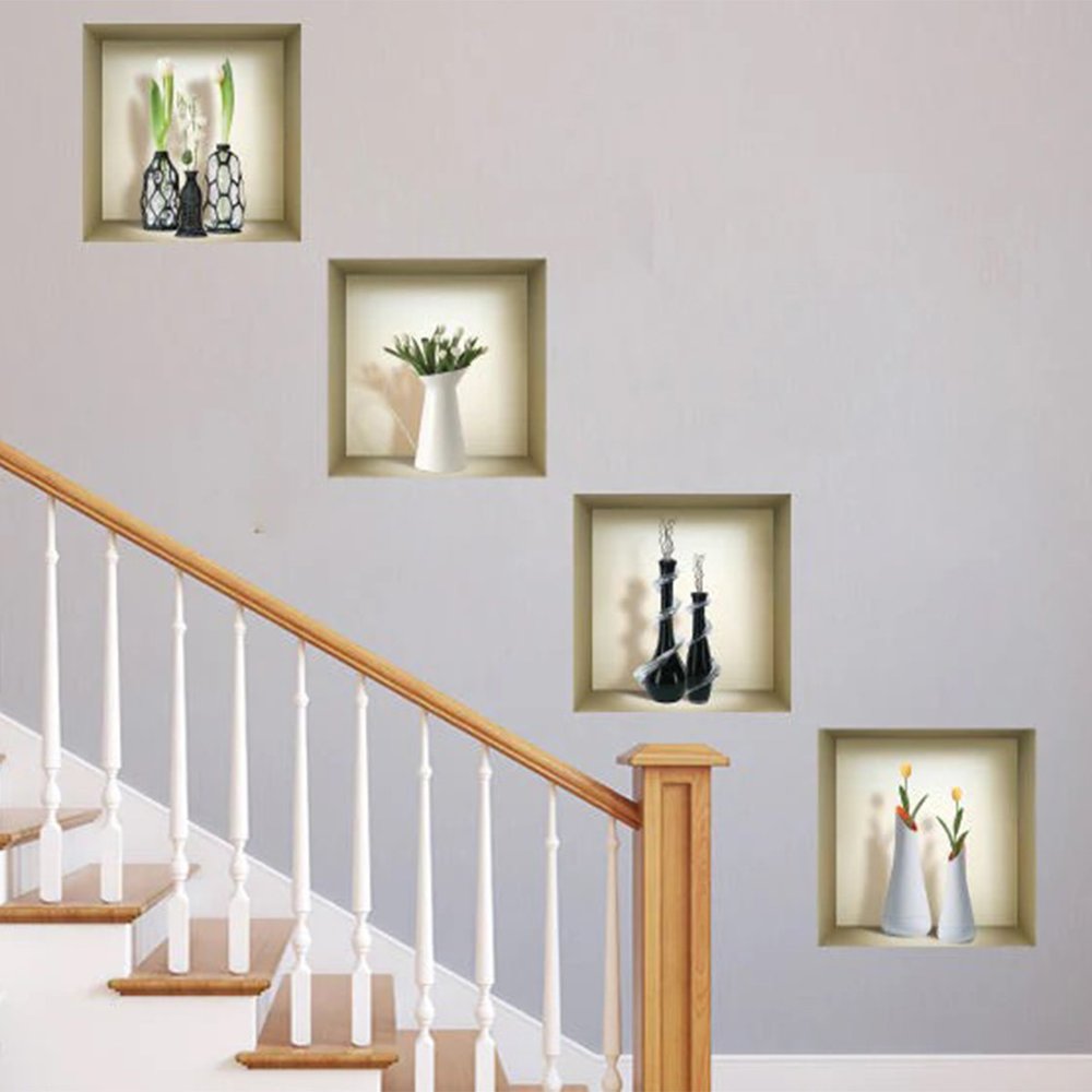 Set of Four jay Faux Niche 3D Peel and Stick Wall Decals