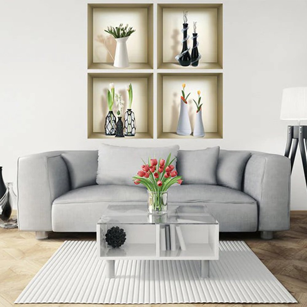 Set of Four jay Faux Niche 3D Peel and Stick Wall Decals