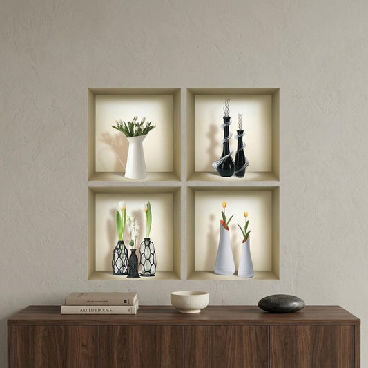 Set of Four jay Faux Niche 3D Peel and Stick Wall Decals