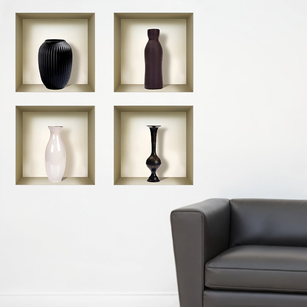 Set of Four Rio Faux Niche 3D Peel and Stick Wall Decals