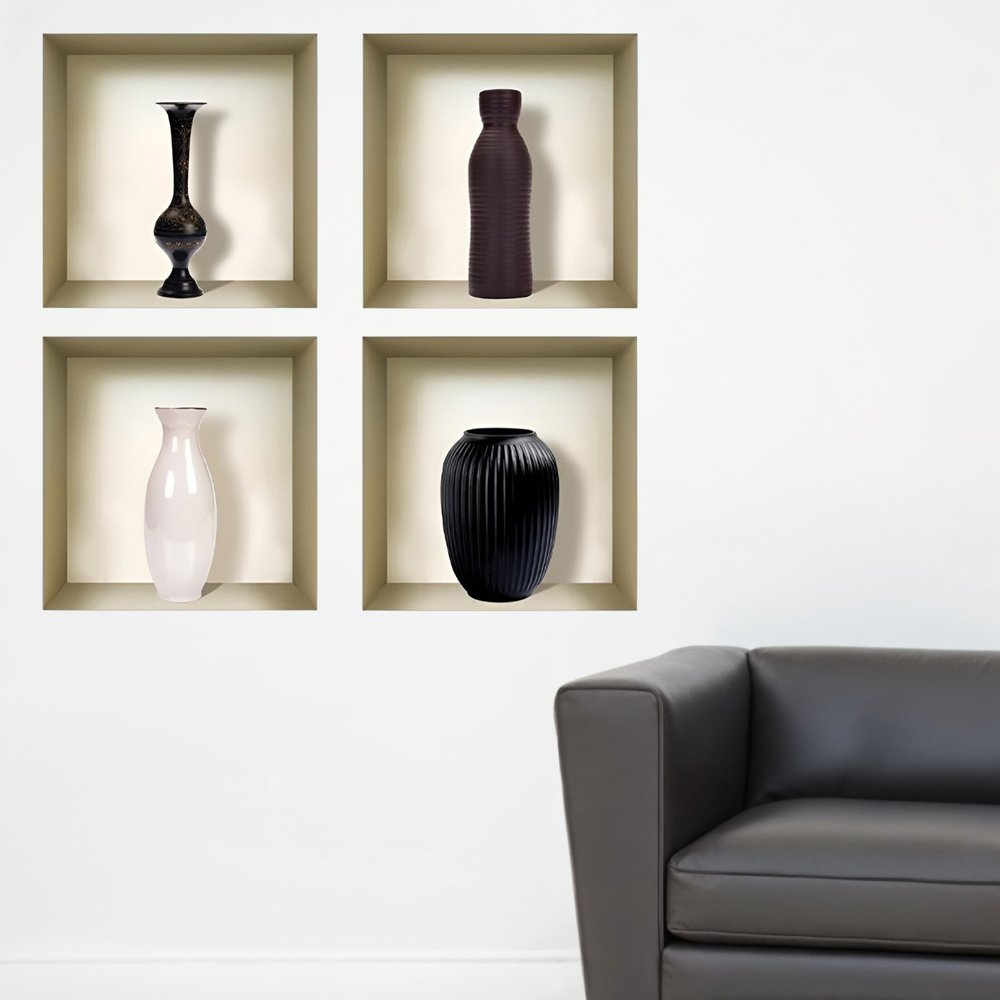 Set of Four Mac Faux Niche 3D Peel and Stick Wall Decals