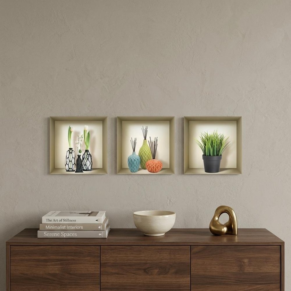 Set of Three Joy Faux Niche 3D Peel and Stick Wall Decals