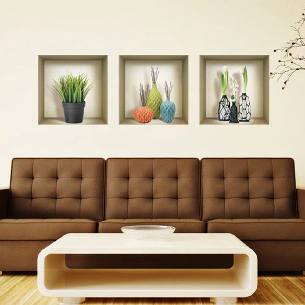 Set of Three Joy Faux Niche 3D Peel and Stick Wall Decals