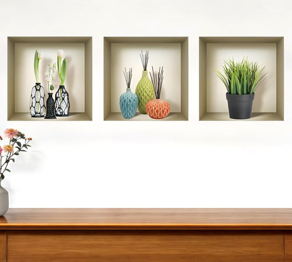 Set of Three Joy Faux Niche 3D Peel and Stick Wall Decals