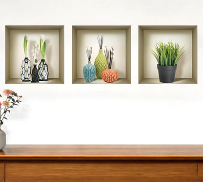 Set of Three Joy Faux Niche 3D Peel and Stick Wall Decals