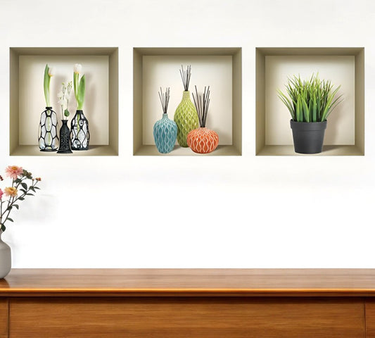 Set of Three Joy Faux Niche 3D Peel and Stick Wall Decals