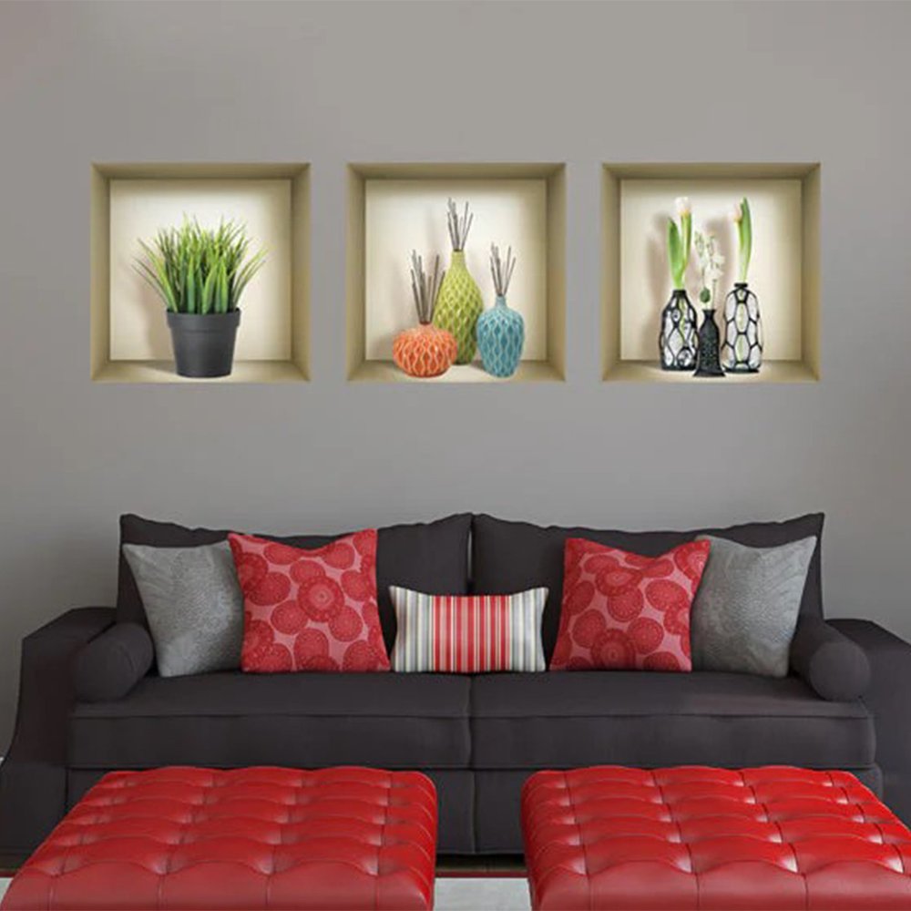 Set of Three Mya Faux Niche 3D Peel and Stick Wall Decals