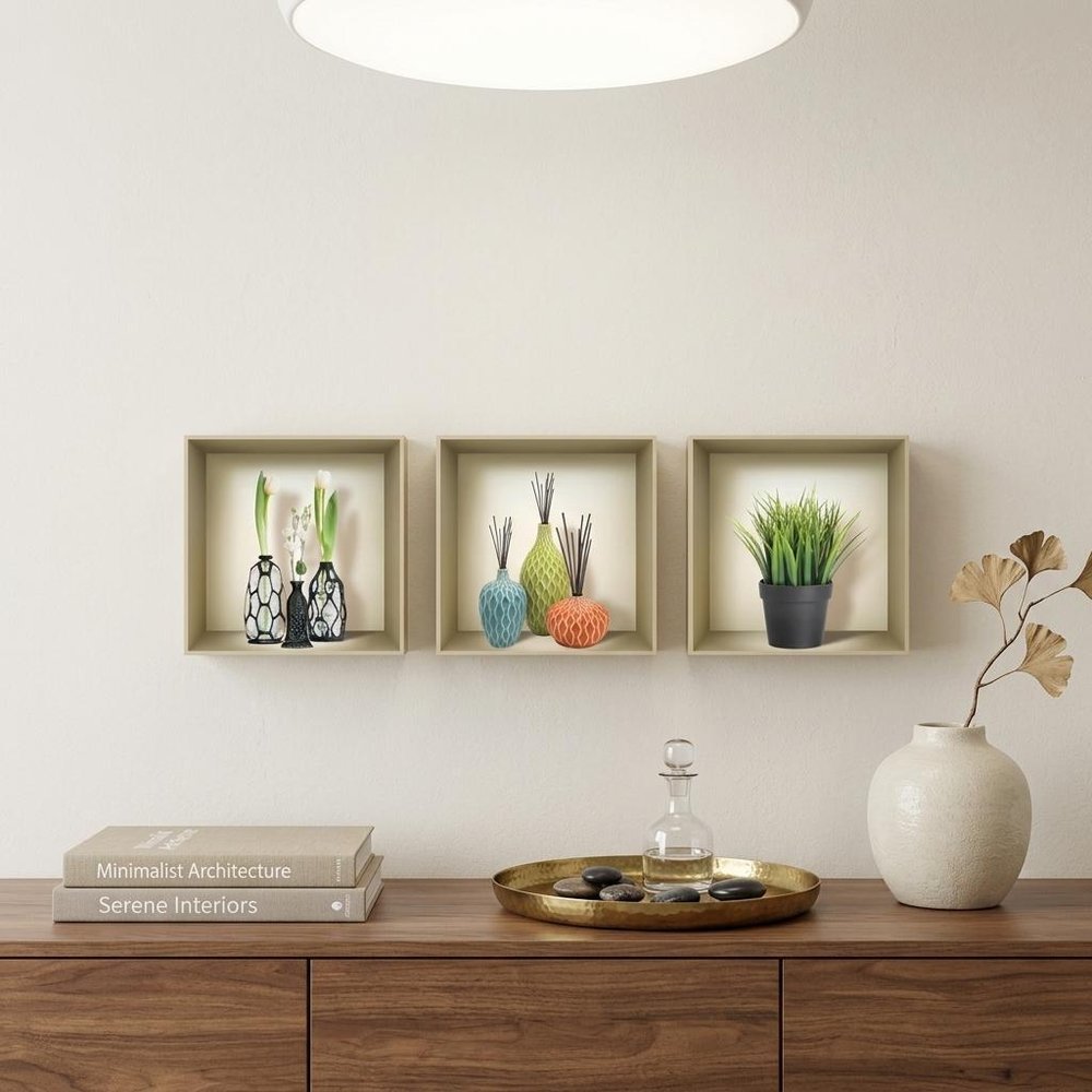 Set of Three Mya Faux Niche 3D Peel and Stick Wall Decals