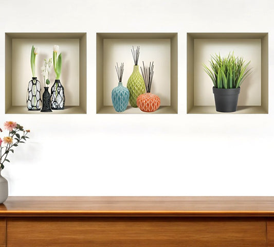 Set of Three Mya Faux Niche 3D Peel and Stick Wall Decals