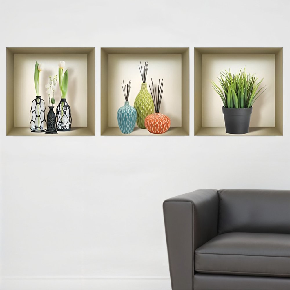 Set of Three Mya Faux Niche 3D Peel and Stick Wall Decals