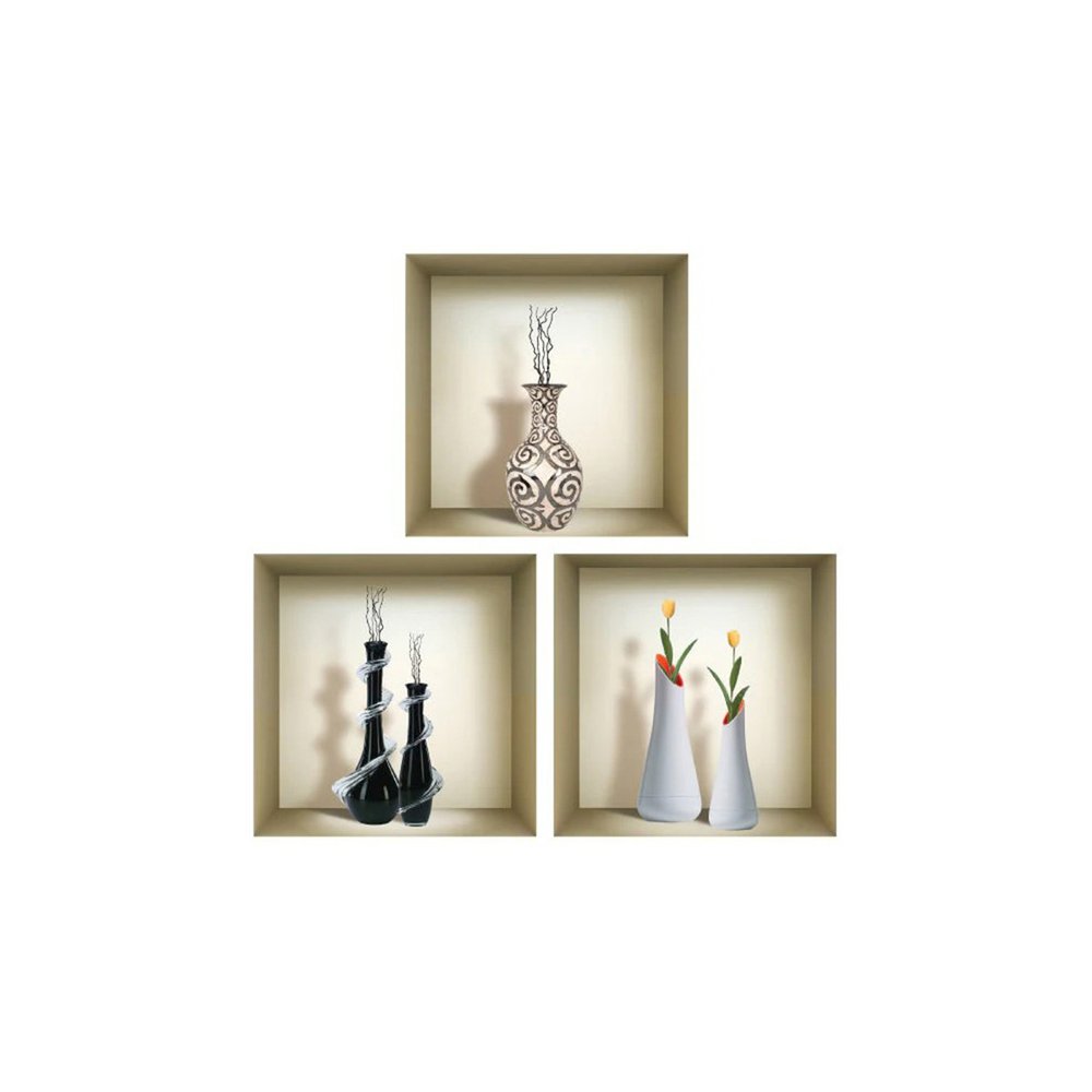 Set of Three Noa Faux Niche 3D Peel and Stick Wall Decals