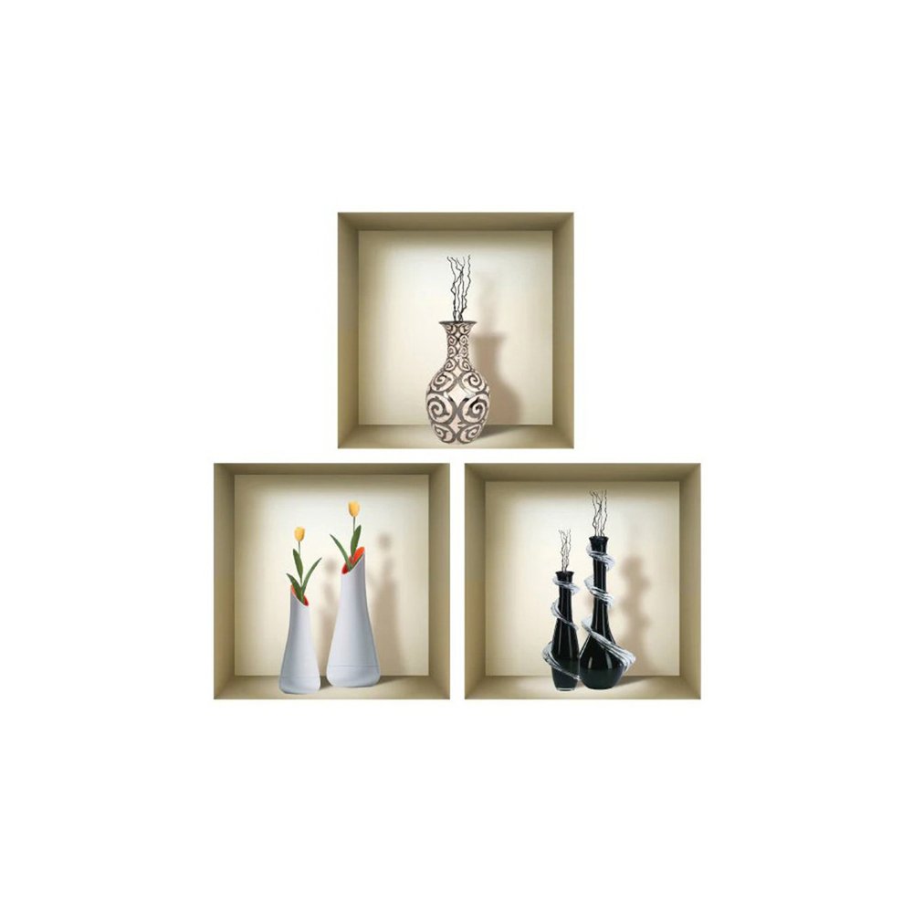 Set of Three Noa Faux Niche 3D Peel and Stick Wall Decals