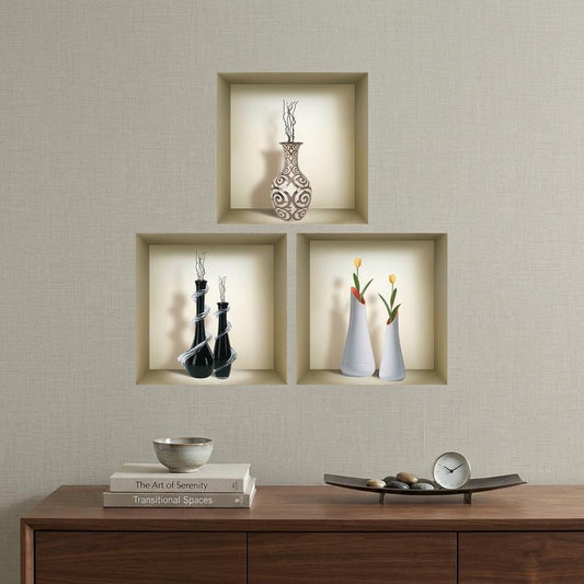 Set of Three Noa Faux Niche 3D Peel and Stick Wall Decals