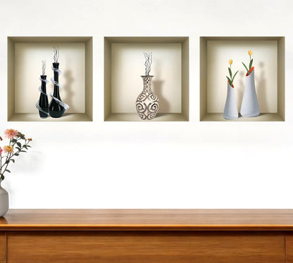 Set of Three Ray Faux Niche 3D Peel and Stick Wall Decals