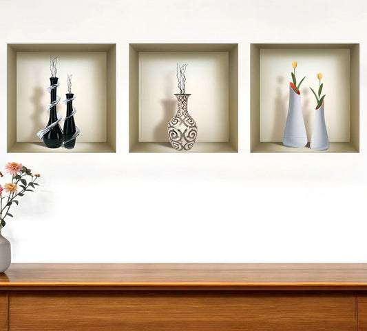 Set of Three Ira Faux Niche 3D Peel and Stick Wall Decals