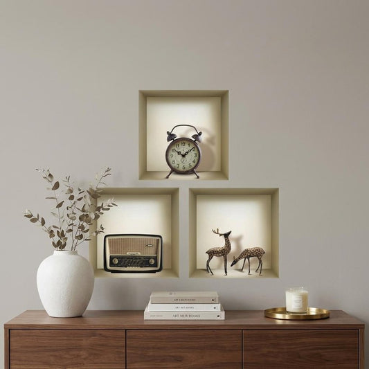 Set of Three Sia Faux Niche 3D Peel and Stick Wall Decals