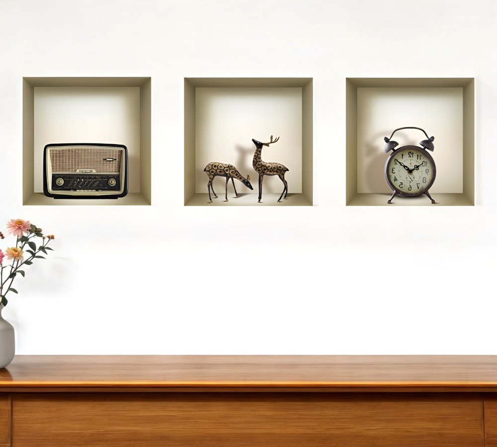 Set of Three Sia Faux Niche 3D Peel and Stick Wall Decals