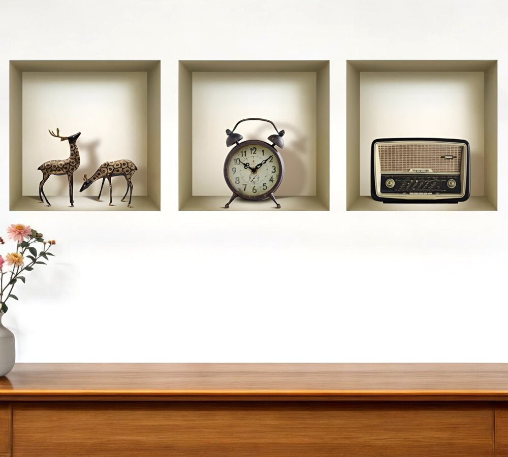 Set of Three Sky Faux Niche 3D Peel and Stick Wall Decals