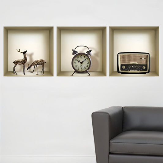 Set of Three Sky Faux Niche 3D Peel and Stick Wall Decals