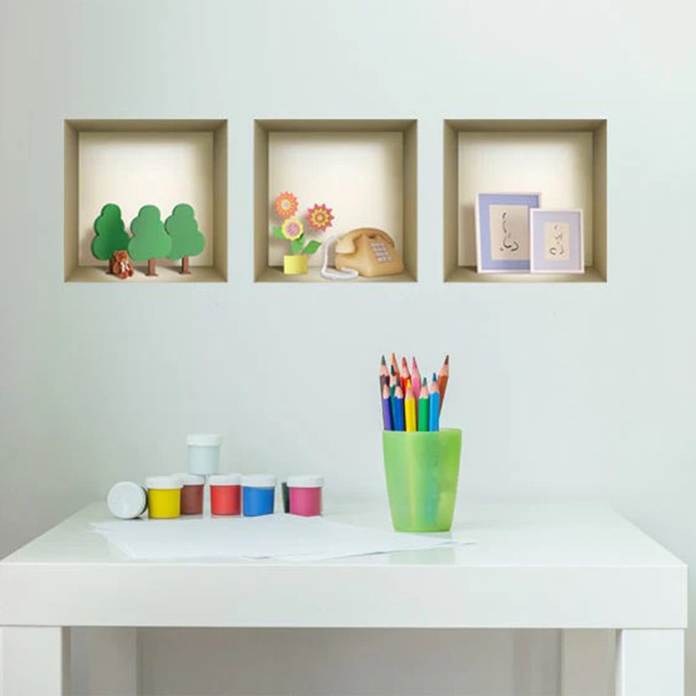 Set of Three May Faux Niche 3D Peel and Stick Wall Decals