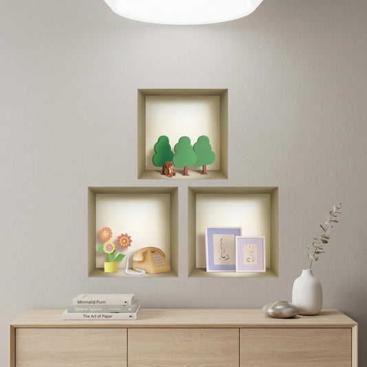 Set of Three May Faux Niche 3D Peel and Stick Wall Decals