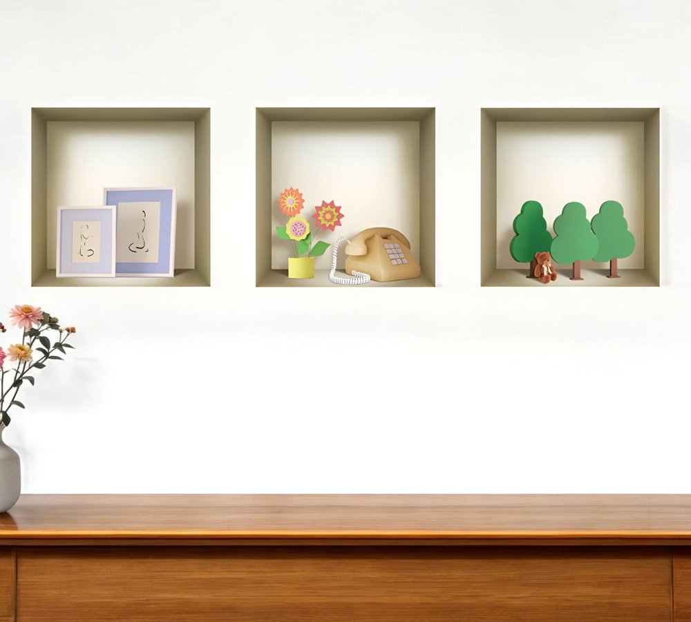 Set of Three May Faux Niche 3D Peel and Stick Wall Decals