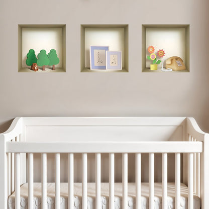 Set of Three May Faux Niche 3D Peel and Stick Wall Decals