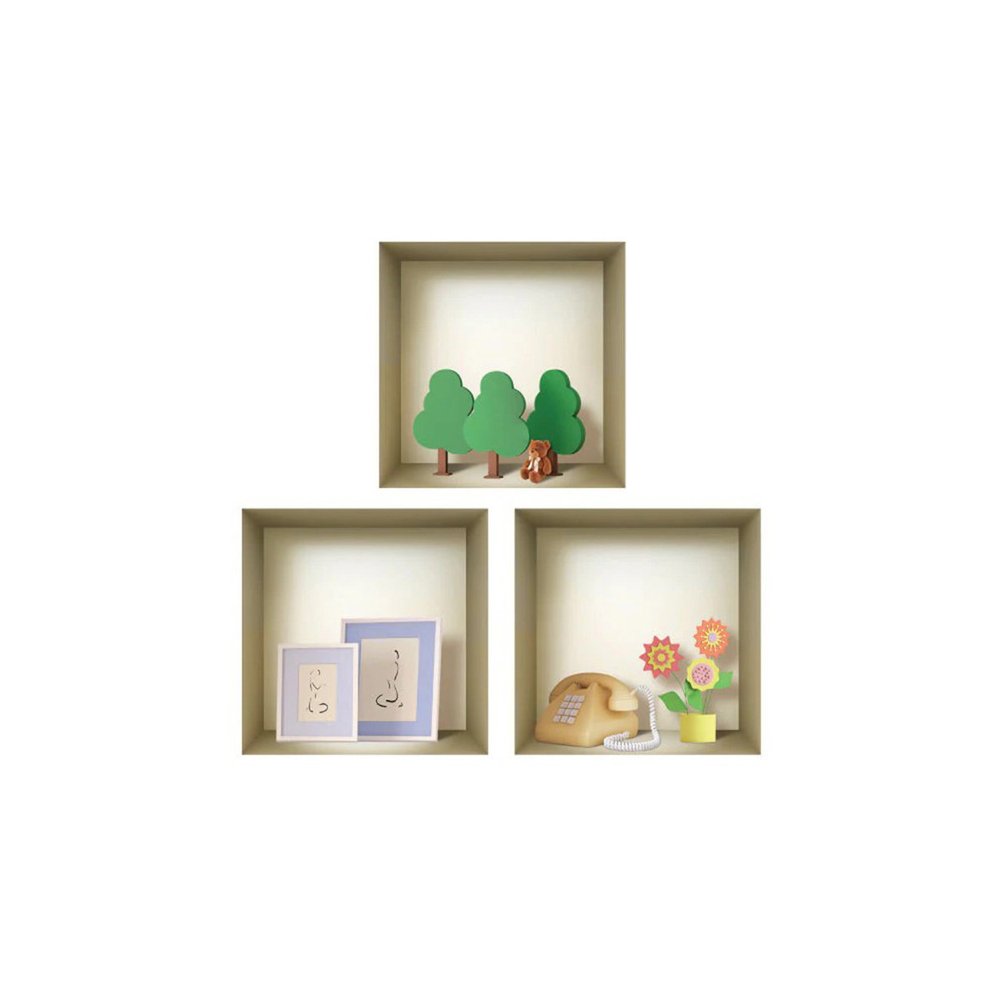Set of Three Pia Faux Niche 3D Peel and Stick Wall Decals