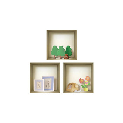 Set of Three Ash Faux Niche 3D Peel and Stick Wall Decals