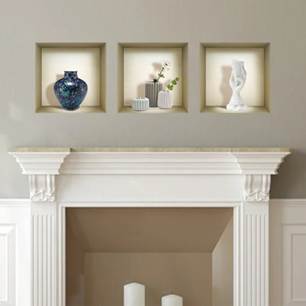 Set of Three Avi Faux Niche 3D Peel and Stick Wall Decals