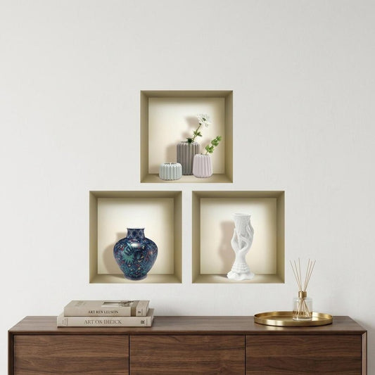 Set of Three Avi Faux Niche 3D Peel and Stick Wall Decals