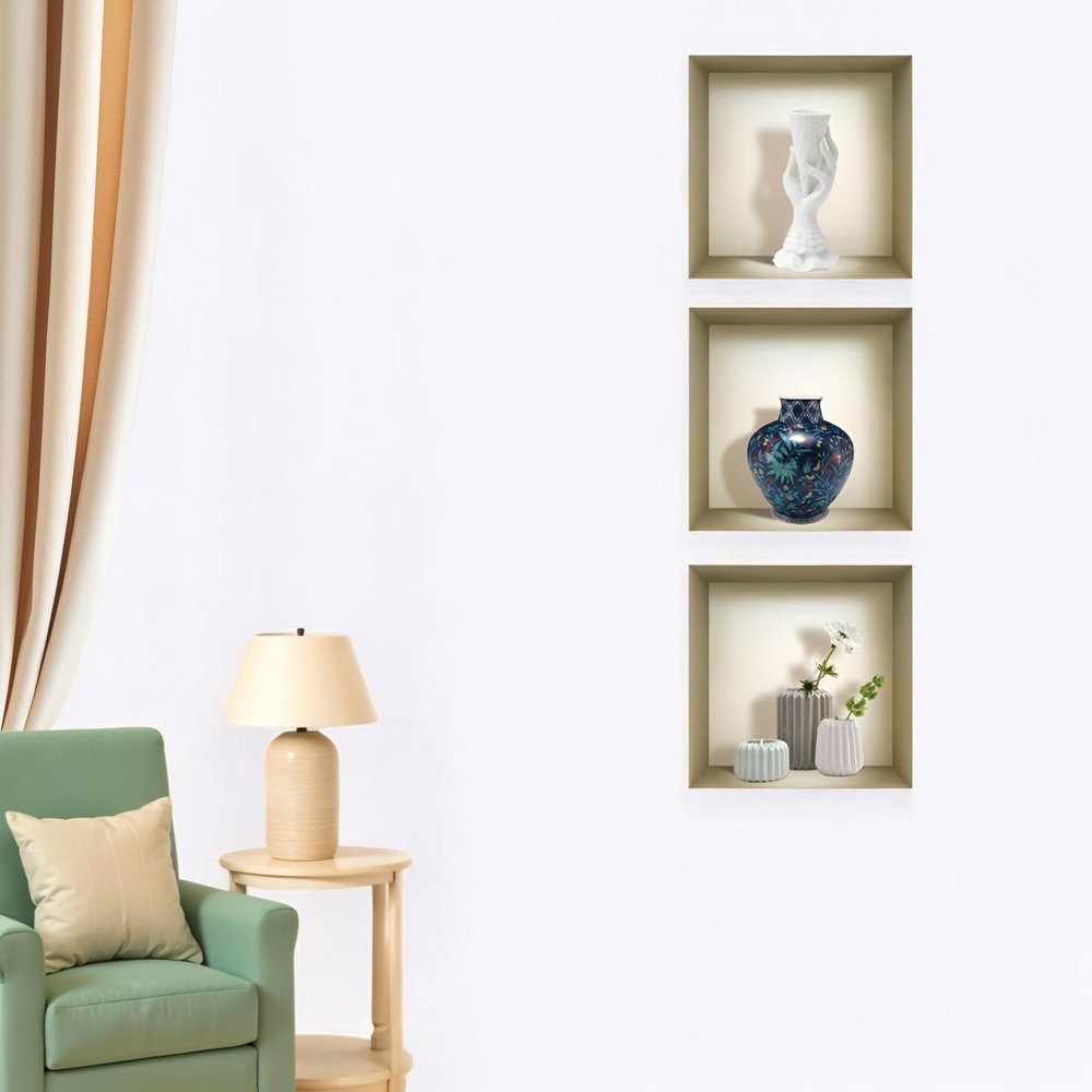 Set of Three Avi Faux Niche 3D Peel and Stick Wall Decals