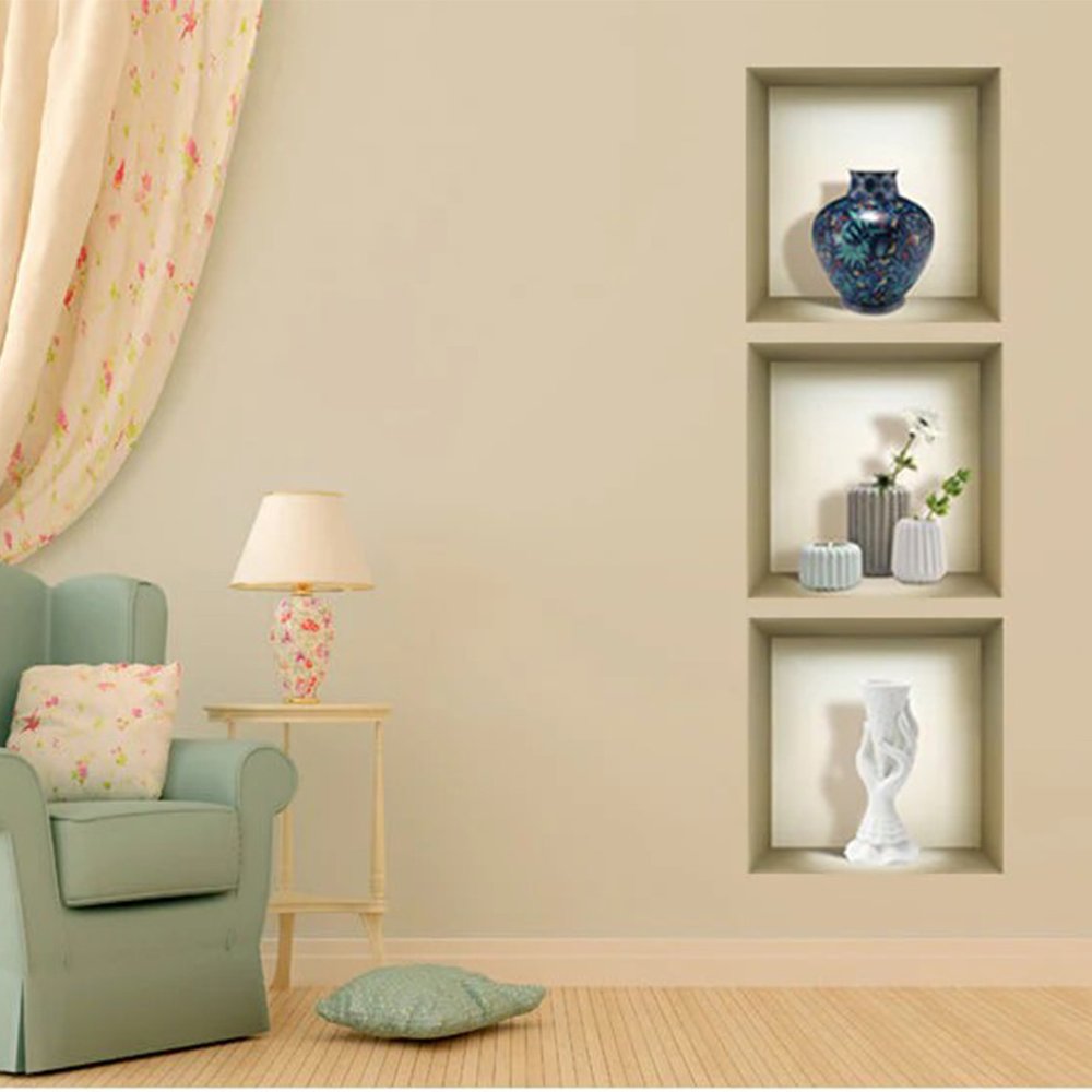 Set of Three Ren Faux Niche 3D Peel and Stick Wall Decals