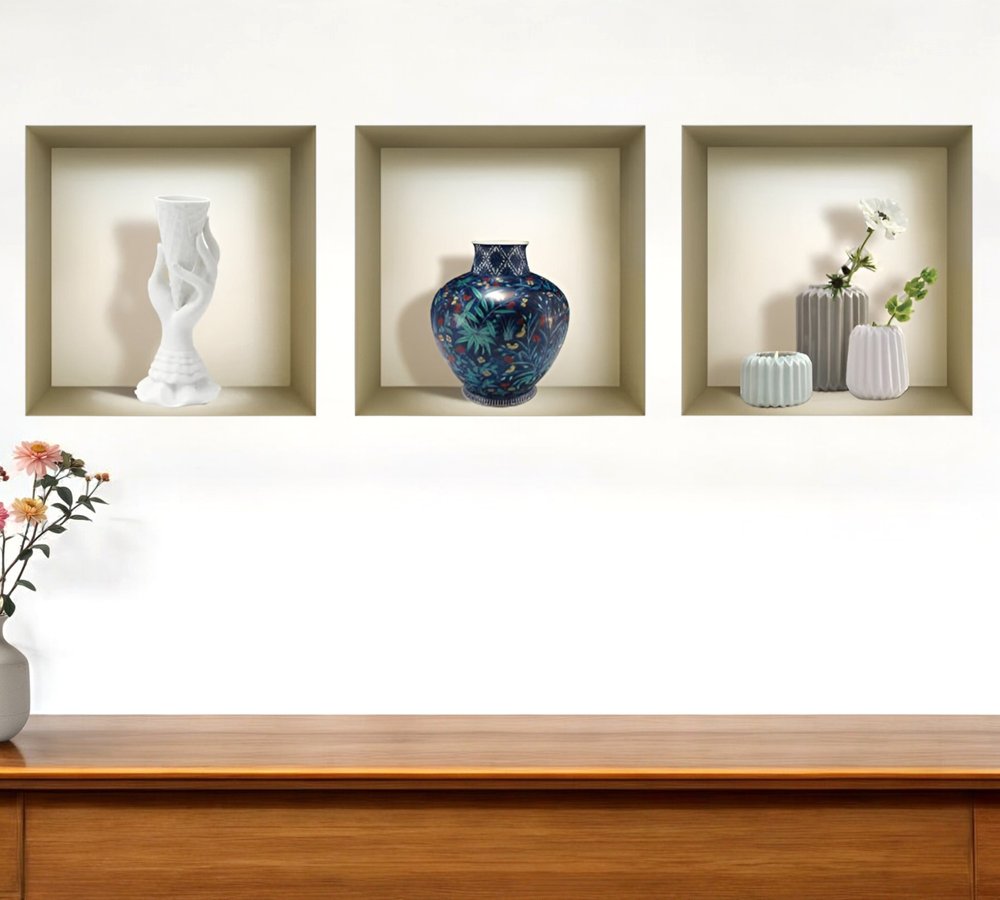 Set of Three Ren Faux Niche 3D Peel and Stick Wall Decals